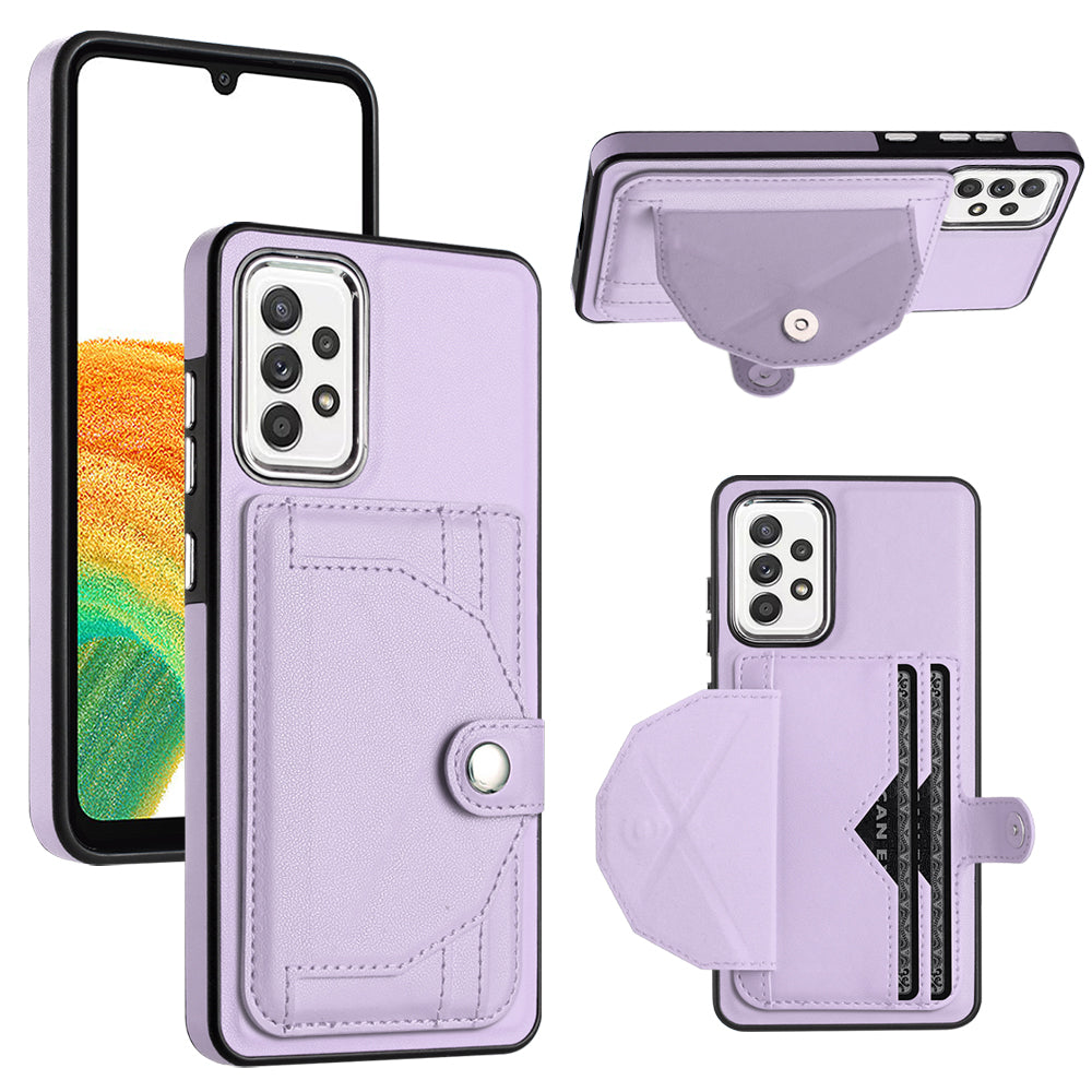 YB Leather Coating Series-4 Card Holder Case for Samsung Galaxy A33 5G PU Leather Coated TPU Kickstand Phone Cover YB Leather Coating Series-4 Card Holder Case for Samsung Galaxy A33 5G PU Leather Coated TPU Kickstand Phone Cover